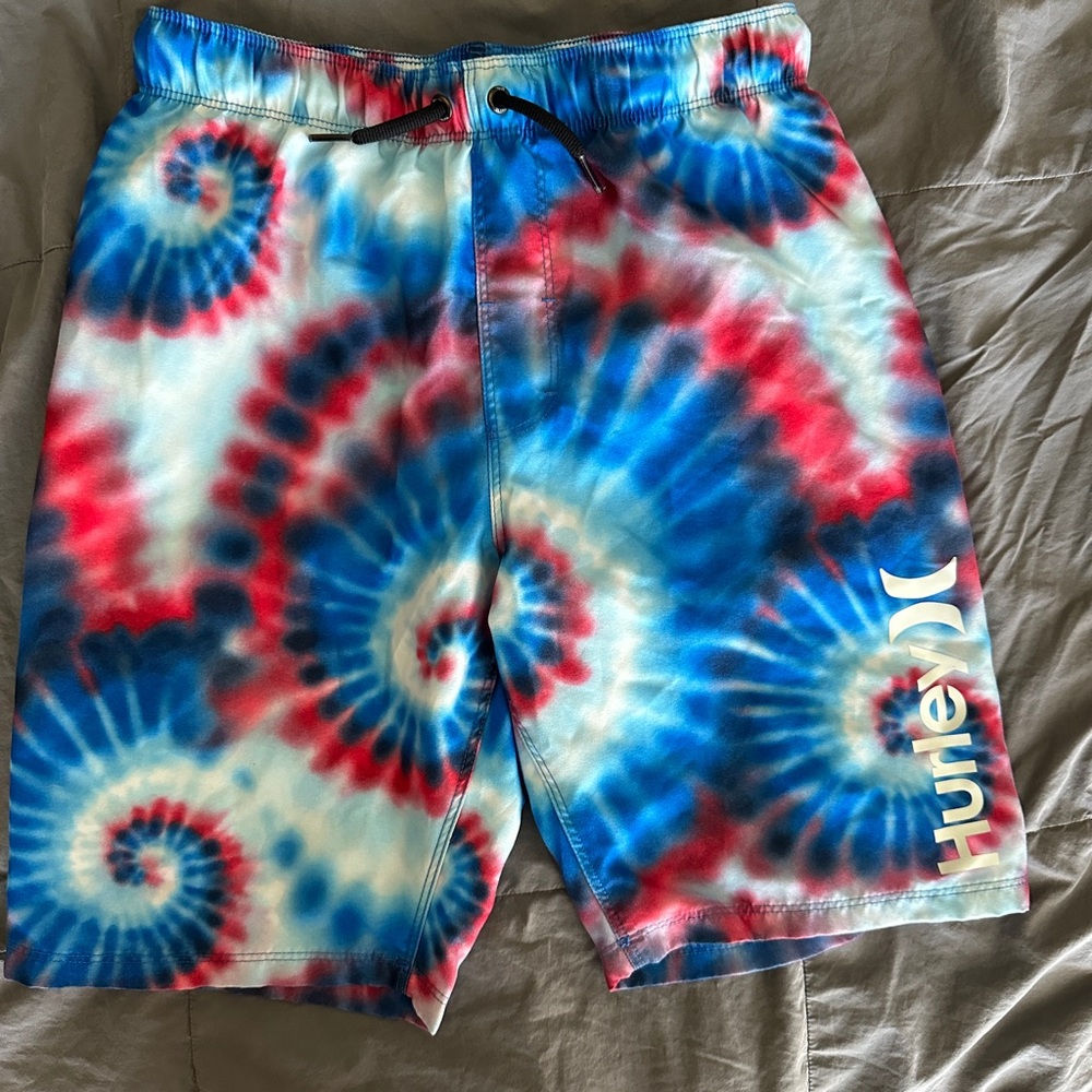 Hurley Blue and White Boys Medium Swim Shorts